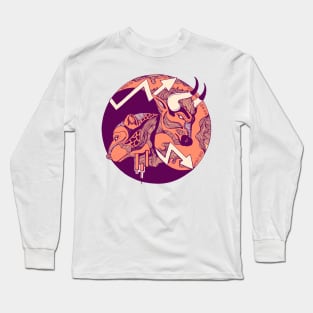 Peach Bull and Bear Long Sleeve T-Shirt